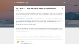 
                            10. http 192.168 15.1 Cisco router login IP address for Cisco Router Login