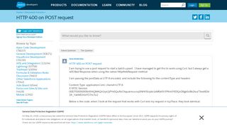 
                            12. HTTP 400 on POST request - Salesforce Developer Community
