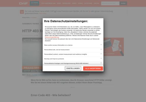 
                            2. HTTP 403 Fehler - was tun? - CHIP