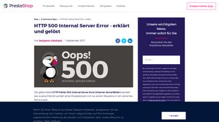 
                            1. HTTP 500 Internal Server Error - erklärt und gelöst - PrestaShop Blog