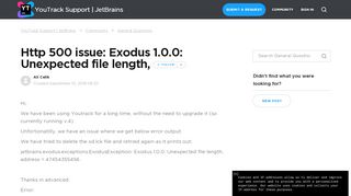 
                            11. Http 500 issue: Exodus 1.0.0: Unexpected file length, – YouTrack ...