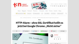 
                            8. HTTP-Alarm – ohne SSL-Zertifikat heißt es jetzt bei Google Chrome ...