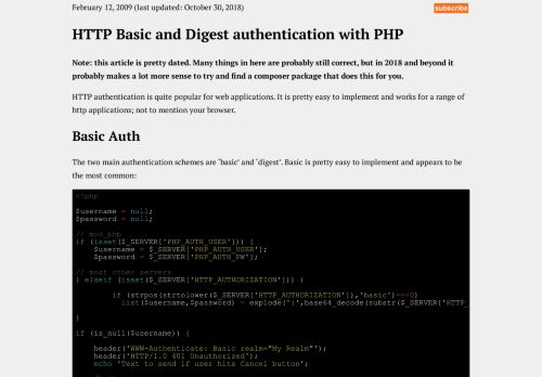 
                            4. HTTP Basic and Digest authentication with PHP - Evert Pot