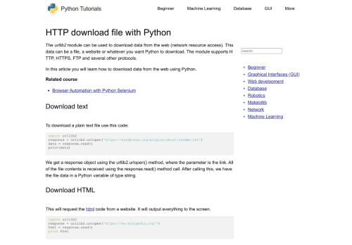 
                            11. HTTP download file with Python – Python Tutorial - Pythonspot