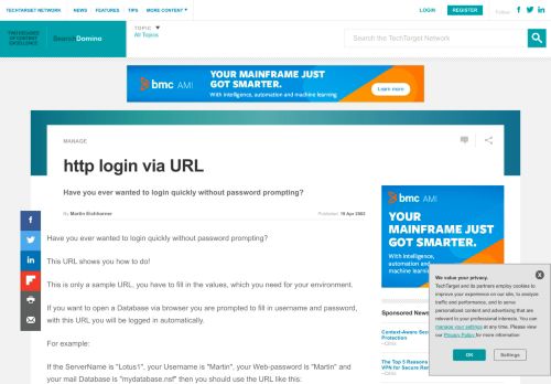 
                            1. http login via URL - SearchDomino - TechTarget