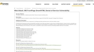 
                            12. HTTP MS FrontPage SmartHTML DoS: Attack Signature - Symantec ...