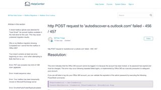 
                            12. http POST request to 'autodiscover-s.outlook.com' failed - 456 / 457 ...
