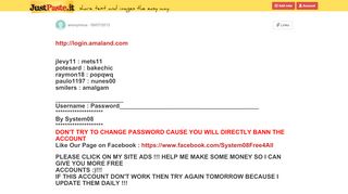 
                            3. http://login.amaland.com - JustPaste.it