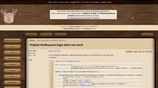 
                            7. HttpServletRequest.login does not work (OCPJWCD forum at Coderanch)