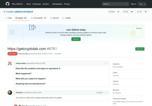 
                            13. https://getcryptotab.com · Issue #4761 · mozilla/addons ...