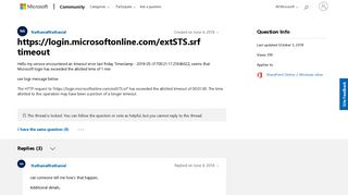 
                            3. https://login.microsoftonline.com/extSTS.srf timeout - Microsoft ...