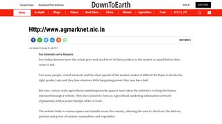 
                            9. http://www.agmarknet.nic.in - Down To Earth