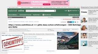 
                            10. http://www.cash4less.at => gibts dazu schon erfahrungen - 500 ...