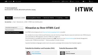 
                            6. HTWK Leipzig ITSZ - IT-Servicezentrum HTWK-Card/ Zutrittssystem