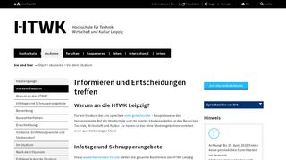 
                            7. HTWK Leipzig Vor dem Studium