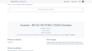 
                            5. Huawei B5142 WLTFSR-115GN Ooredoo Default Router ...