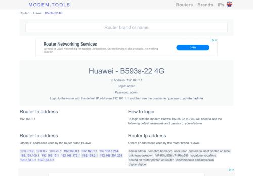 
                            6. Huawei B593s-22 4G Default Router Login and Password