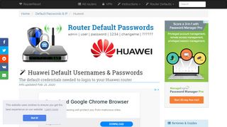 
                            5. Huawei Default Password, Login & IP List ... - Router-Reset.com