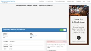 
                            5. Huawei E583C Default Router Login and Password - Clean CSS
