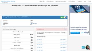 
                            5. Huawei E960 STC Firmware Default Router Login and Password