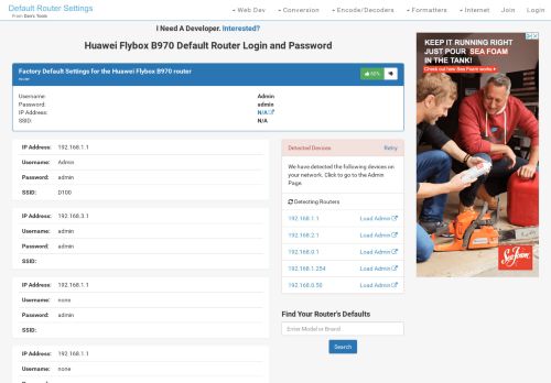 
                            7. Huawei Flybox B970 Default Router Login and Password - Clean CSS