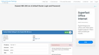 
                            2. Huawei HBI-200 rev A Default Router Login and Password  ...