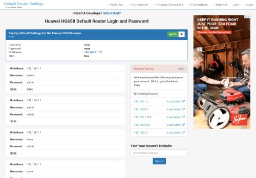 
                            2. Huawei HG658 Default Router Login and Password - Clean CSS