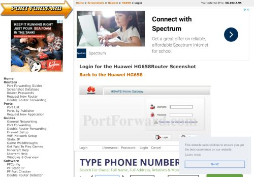 
                            13. Huawei HG658 Login Router Screenshot - PortForward.com