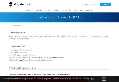 
                            8. Huawei LTE B2000 - Konfigurationsanleitung für Ihr Telefon - sipgate ...