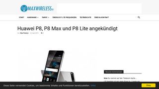 
                            9. Huawei P8, P8 Max und P8 Lite angekündigt | maxwireless.de