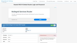 
                            10. Huawei WS319 Default Router Login and Password - Clean CSS