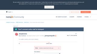 
                            7. HubSpot Community - Can't connect zoho mail to hubspot - HubSpot ...