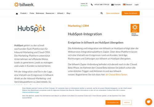 
                            9. HubSpot Integration in billwerk | CRM & Leadmanagement