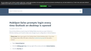 
                            12. HubSpot Sales prompts login every time Outlook on desktop is opened