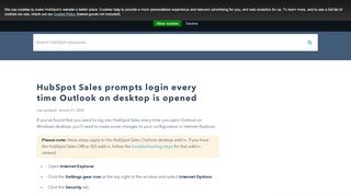 
                            13. HubSpot Sales prompts login every time Outlook on desktop is opened