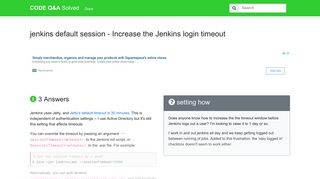 
                            7. hudson default session - Increase the Jenkins login timeout - CODE ...