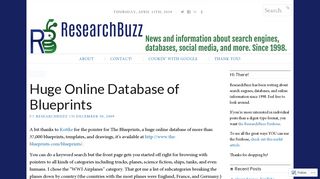 
                            11. Huge Online Database of Blueprints – ResearchBuzz