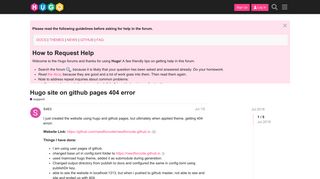 
                            10. Hugo site on github pages 404 error - support - Hugo Discussion