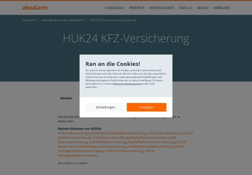 
                            11. HUK24 Hotline, Anschrift, Faxnummer und E-Mail - Aboalarm