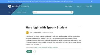 
                            4. Hulu login with Spotify Student - The Spotify Community