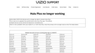 
                            10. Hulu Plus no longer working - Support ' VIZIO