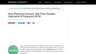 
                            4. Hulu Premium Account: Get Free Cookies, Username & Password 2018!