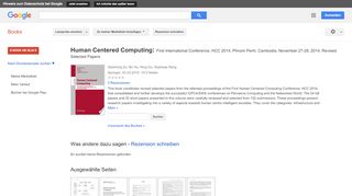 
                            12. Human Centered Computing: First International Conference, HCC ... - Google Books-Ergebnisseite