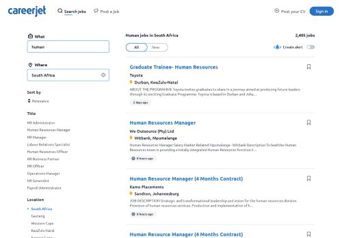 
                            13. Human jobs in South Africa | Careerjet.co.za