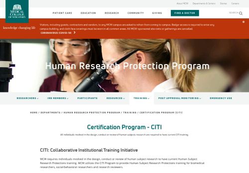 
                            13. Human Research Protection | MCW Certification Program (CITI ...
