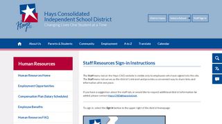 
                            5. Human Resources / Staff Sign-In - Hays CISD