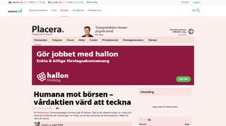 
                            13. Humana mot börsen – vårdaktien värd att teckna | Placera - Avanza