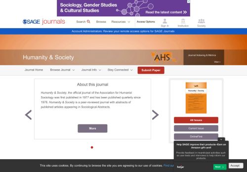 
                            11. Humanity & Society: SAGE Journals