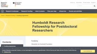 
                            2. Humboldt Research Fellowship for Postdoctoral Researchers