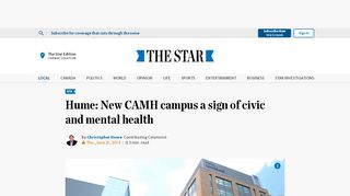 
                            9. Hume: New CAMH campus a sign of civic and mental health | The Star